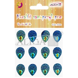 Dżety JET-3089 kryształki samoprzylepne pawie oczko 1,9x1,3cm / pawie oczko